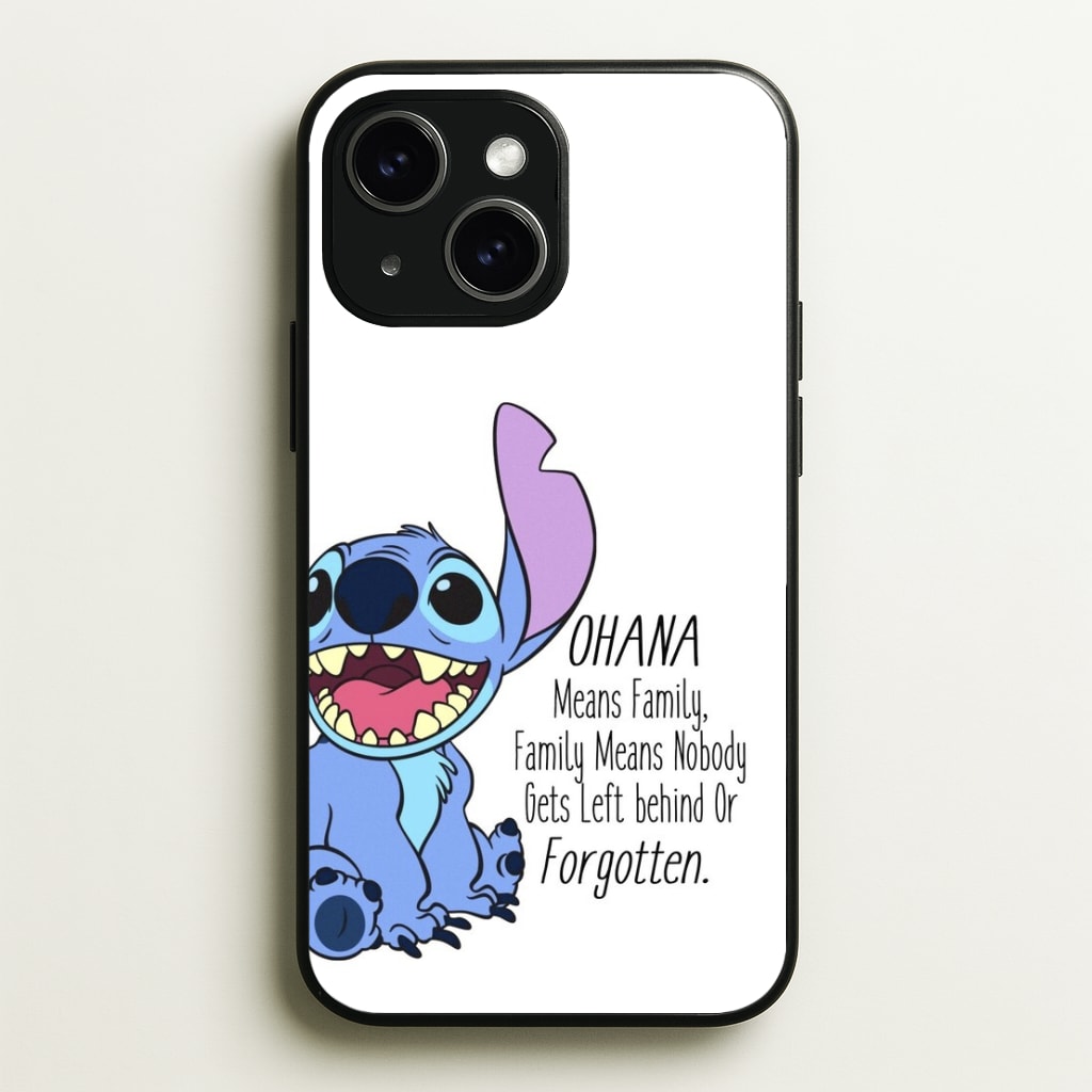 Ohana Means Family - Blue Alien  - Disney Phone Case for iPhone 15 Plus