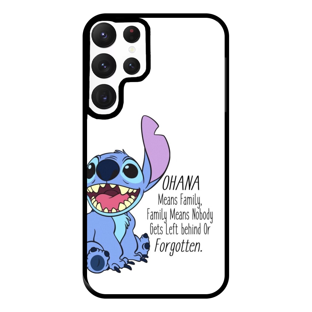 Ohana Means Family - Blue Alien Phone Case for Galaxy S22 Ultra