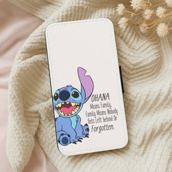 Ohana Means Family - Blue Alien Wallet Phone Case