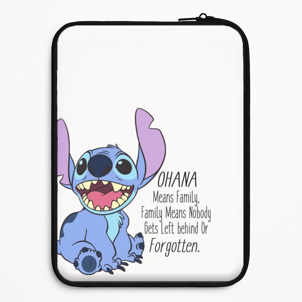 Ohana Means Family - Blue Alien Laptop Sleeve