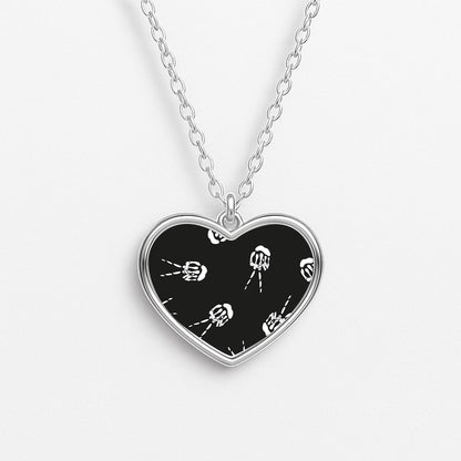Skeleton Fingers - Halloween Heart Necklace