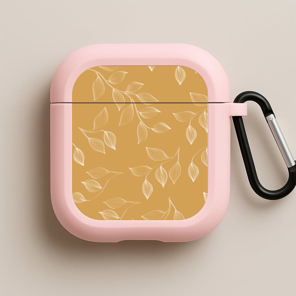 Autumn Leaf Pattern Pink AirPods Case