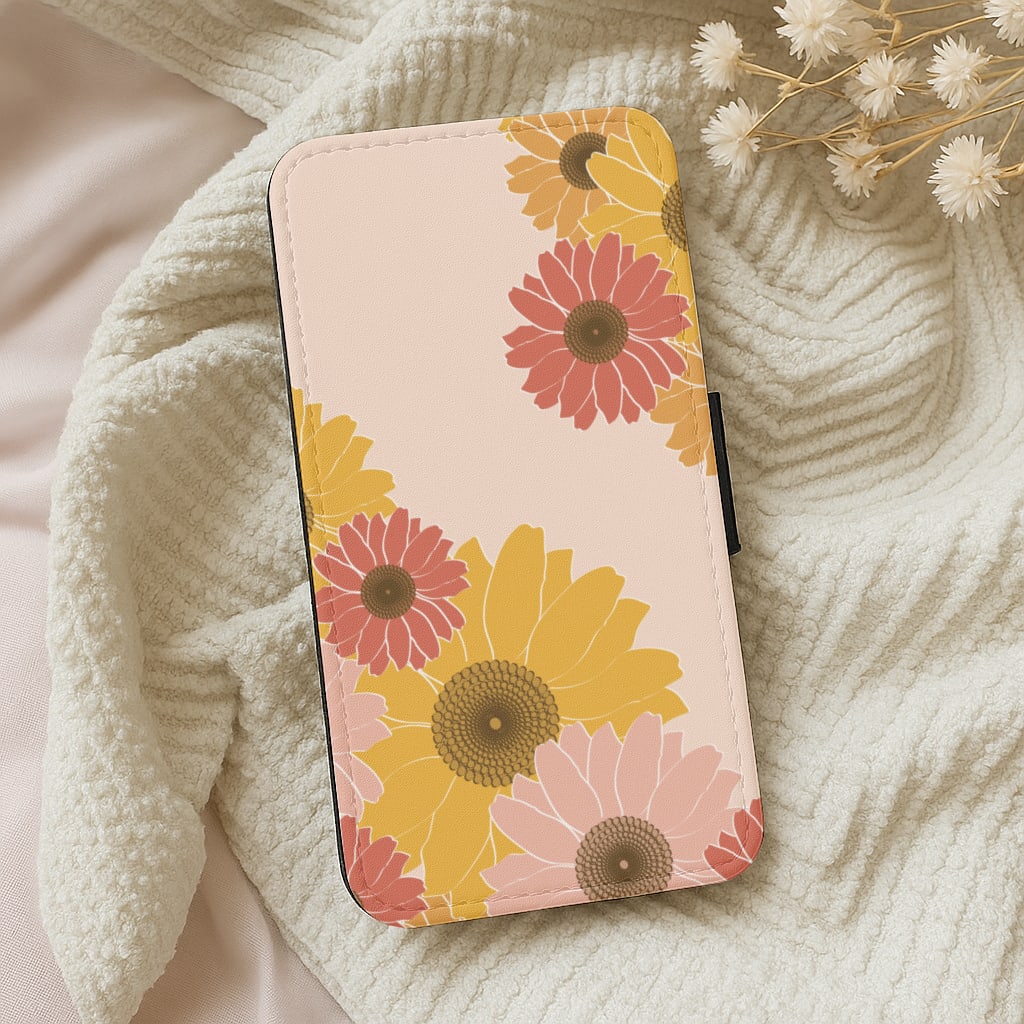 Sunflower Floral Pattern Wallet Phone Case