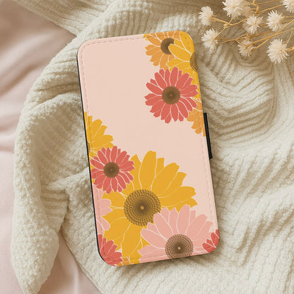 Sunflower Floral Pattern Wallet Phone Case