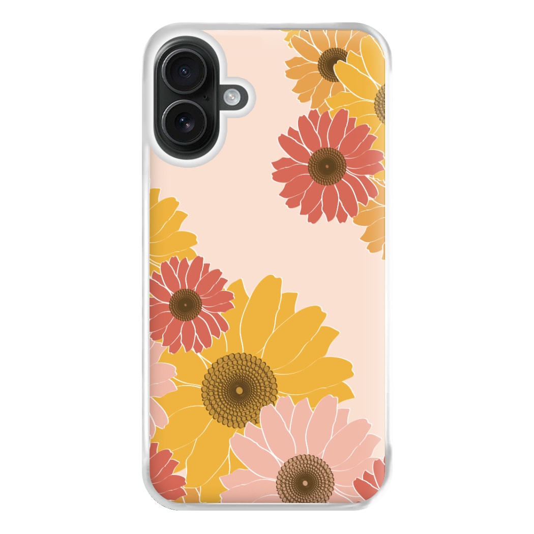 Sunflower Floral Pattern Phone Case for iPhone 16 Plus