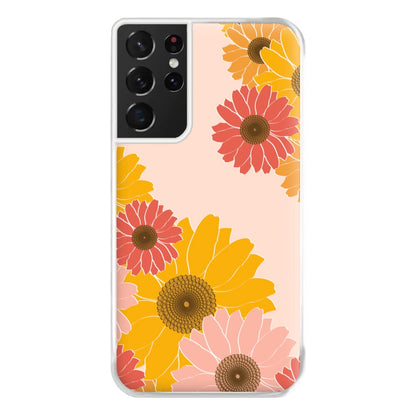 Sunflower Floral Pattern Phone Case for Galaxy S21 Ultra