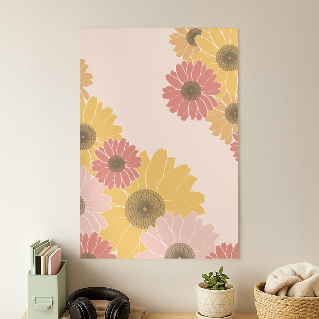 Sunflower Floral Pattern Poster