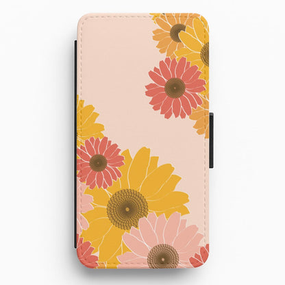 Sunflower Floral Pattern Flip / Wallet Phone Case