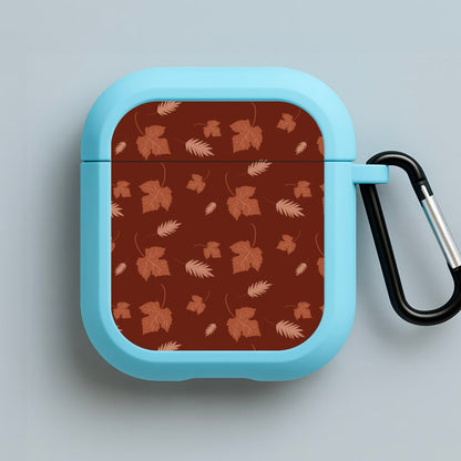 Autumn Leaf Patterns Blue AirPods Case