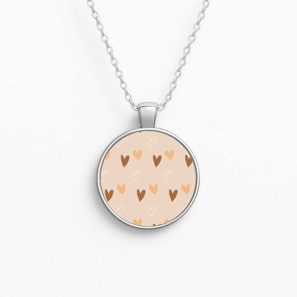 Cute Love Heart Pattern Circle Necklace