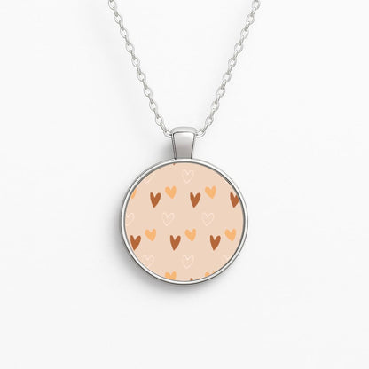 Cute Love Heart Pattern Circle Necklace