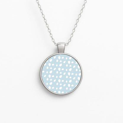 Pastel Blue Dots Circle Necklace