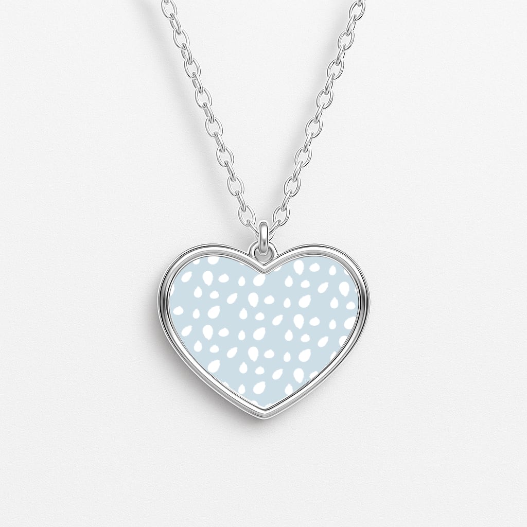Pastel Blue Dots Heart Necklace
