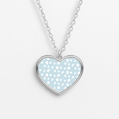 Pastel Blue Dots Heart Necklace