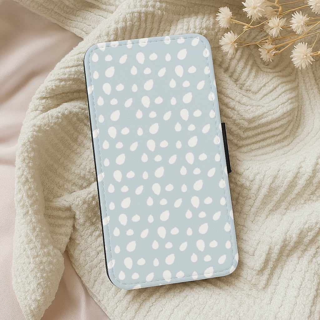 Pastel Blue Dots Wallet Phone Case