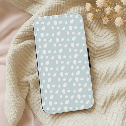 Pastel Blue Dots Wallet Phone Case