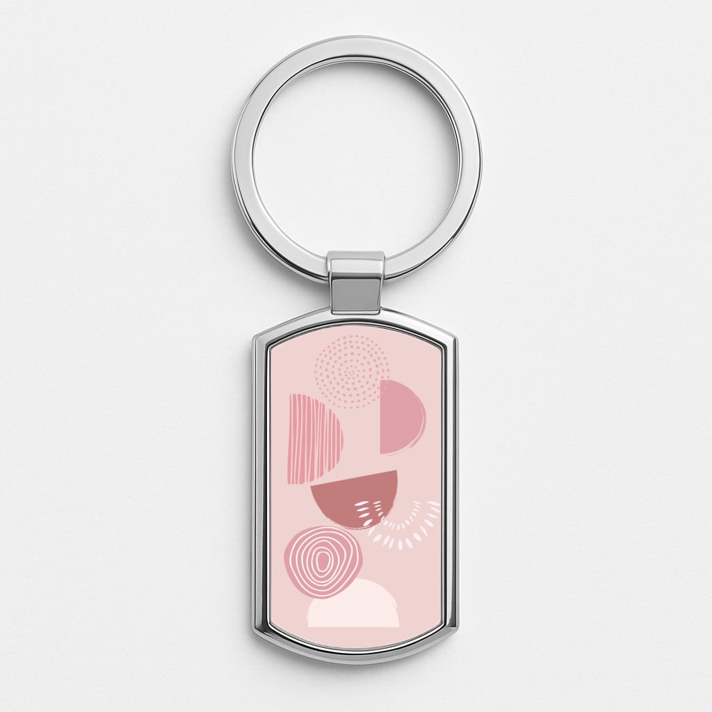 Abstract Geometric I Silver Keyring