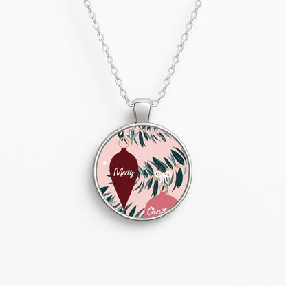 Merry Christmas Circle Necklace