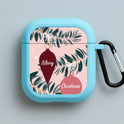 Merry Christmas Blue AirPods Case