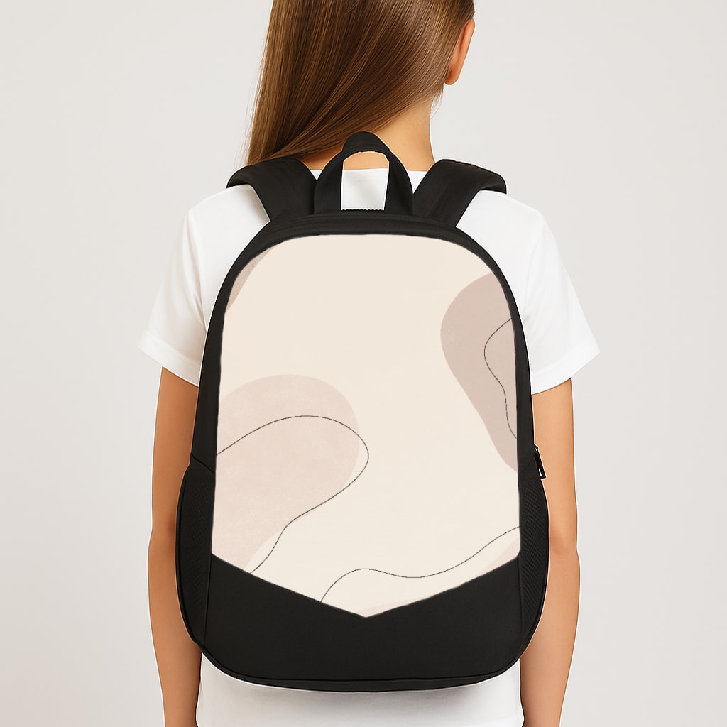 Abstract Beige Large School Bag