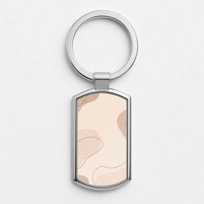 Abstract Beige Silver Keyring