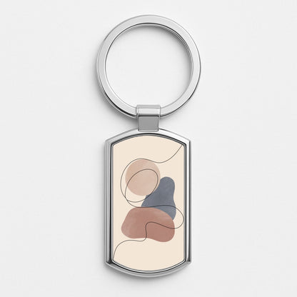 Abstract Pattern XIII Silver Keyring