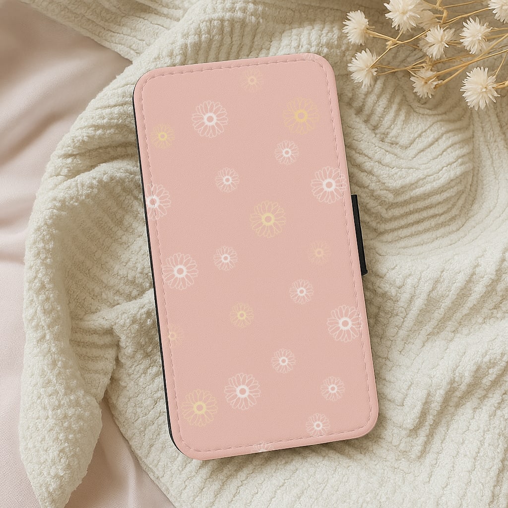 Subtle Daisy Pattern Wallet Phone Case