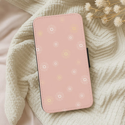 Subtle Daisy Pattern Wallet Phone Case