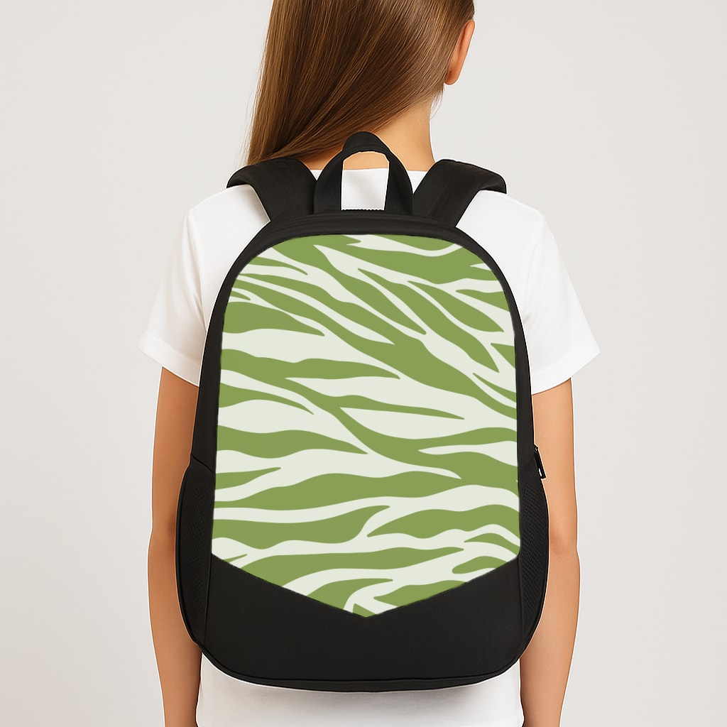 Abstract Green Print Large School Bag