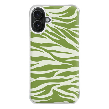 Abstract Green Print Phone Case for iPhone 16 Plus