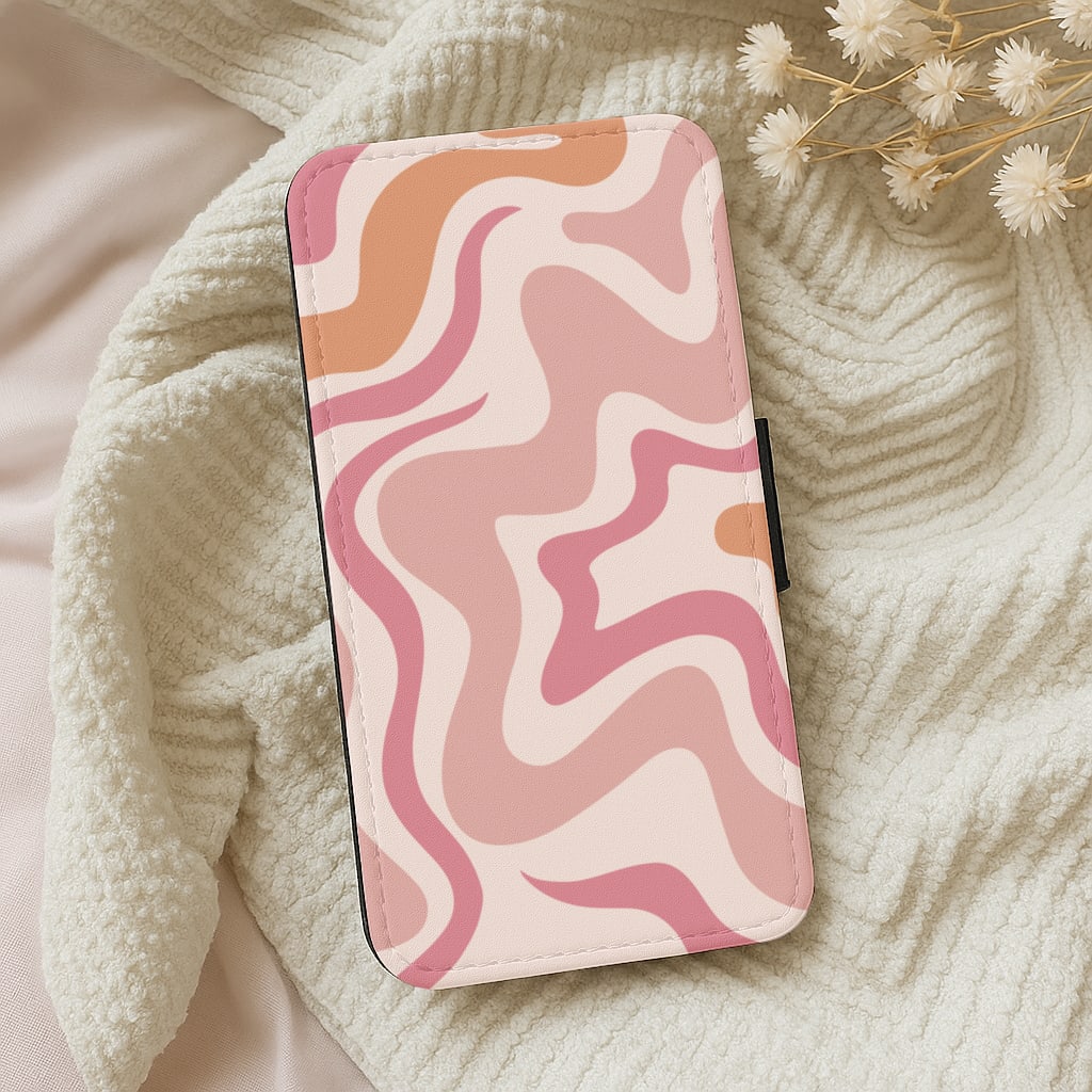 Pink Waves Wallet Phone Case
