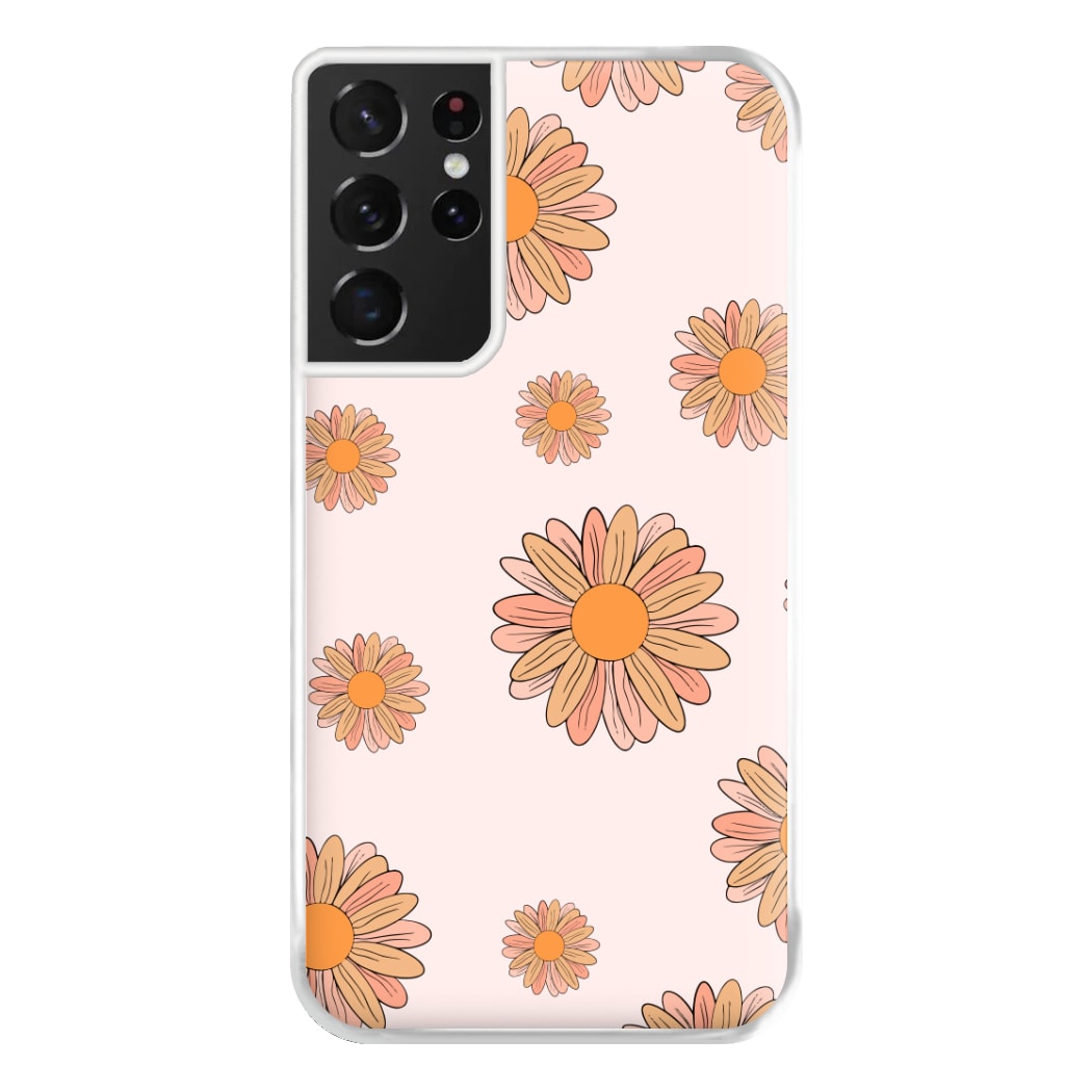 Peach Daisy Phone Case for Galaxy S21 Ultra