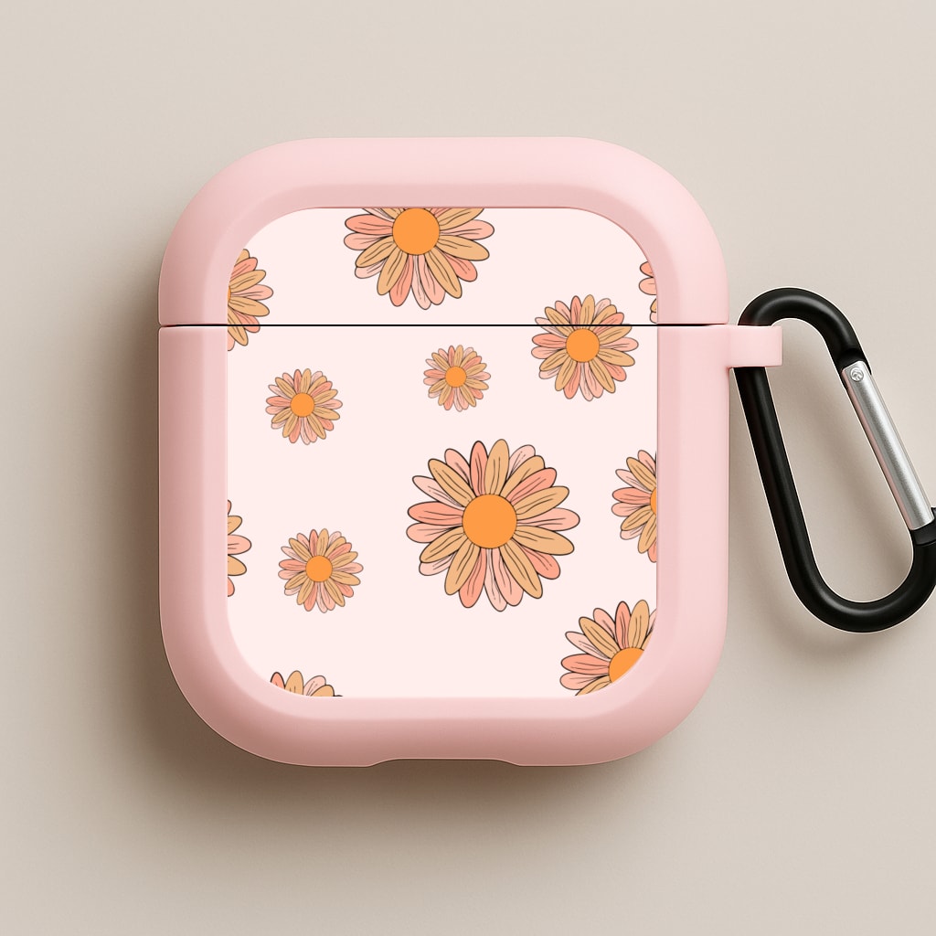 Peach Daisy Pink AirPods Case