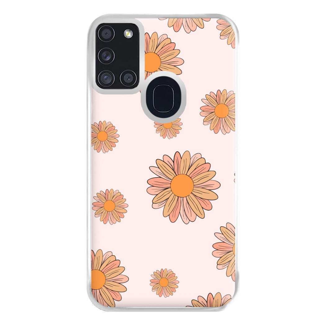 Peach Daisy Phone Case for Galaxy A21s