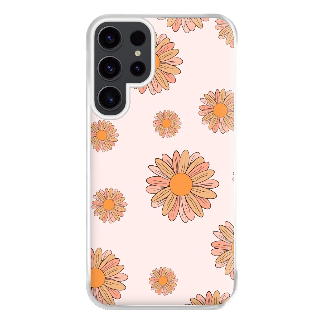 Peach Daisy Phone Case for Galaxy S23 Ultra