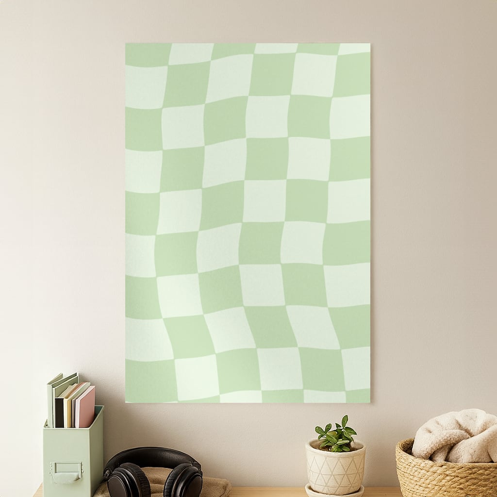 Green Checkers Poster