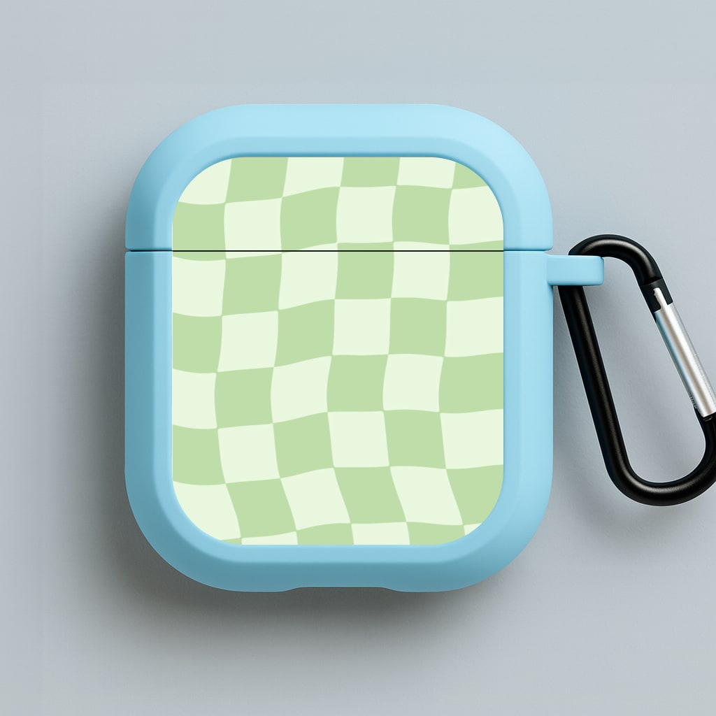Green Checkers Blue AirPods Case