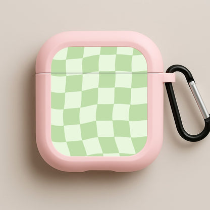 Green Checkers Pink AirPods Case