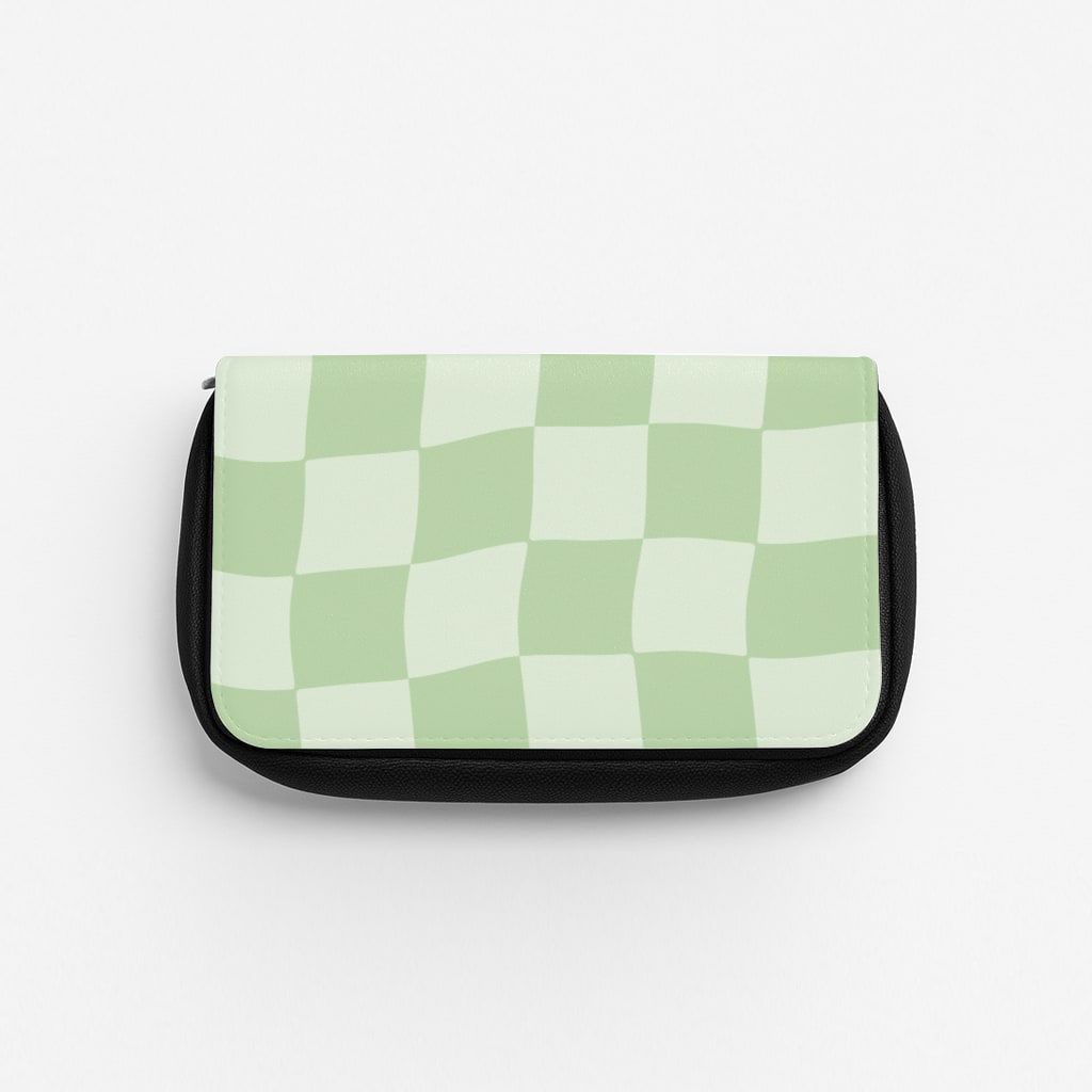 Green Checkers Pencil Case