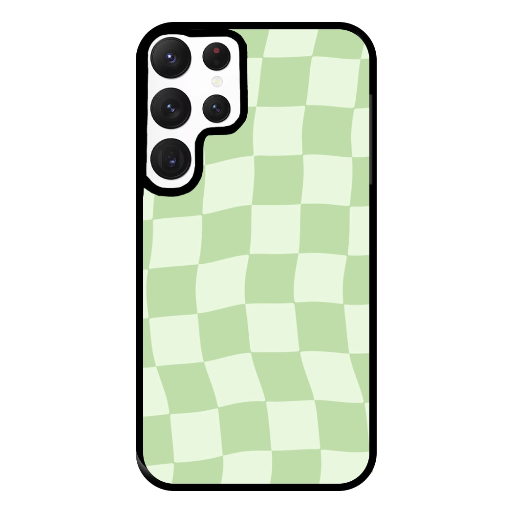 Green Checkers Phone Case for Galaxy S22 Ultra