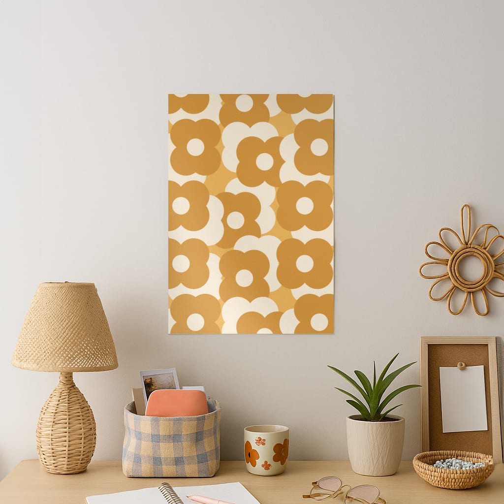 Retro Flower Pattern Art Print