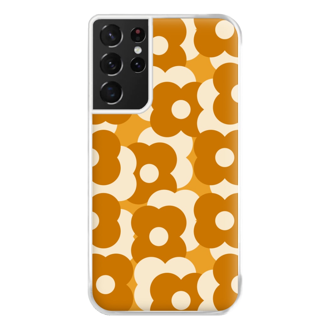 Retro Flower Pattern Phone Case for Galaxy S21 Ultra