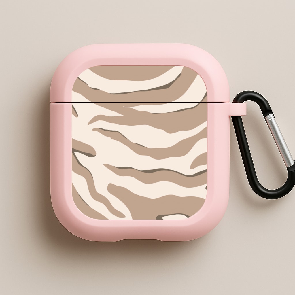 Neutral Tiger Print  Pink AirPods Case