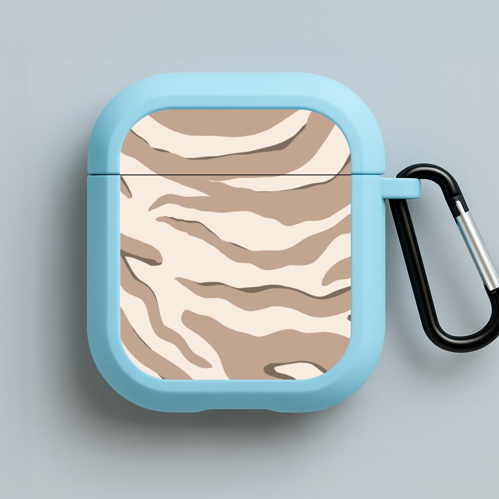 Neutral Tiger Print  Blue AirPods Case