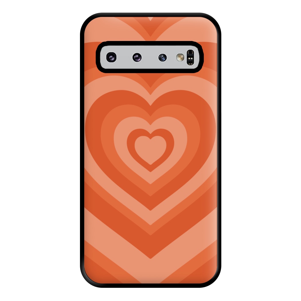 Orange - Colourful Hearts Phone Case for Galaxy S10 Plus