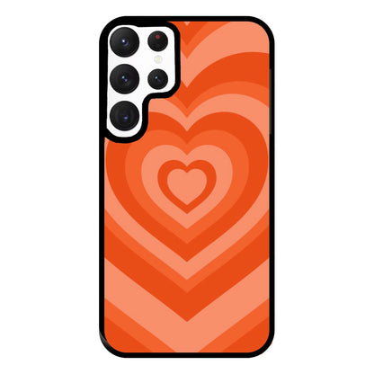 Orange - Colourful Hearts Phone Case for Galaxy S22 Ultra