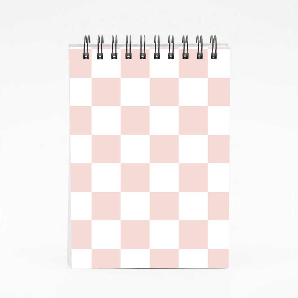 Pink And White Checkers Notebook