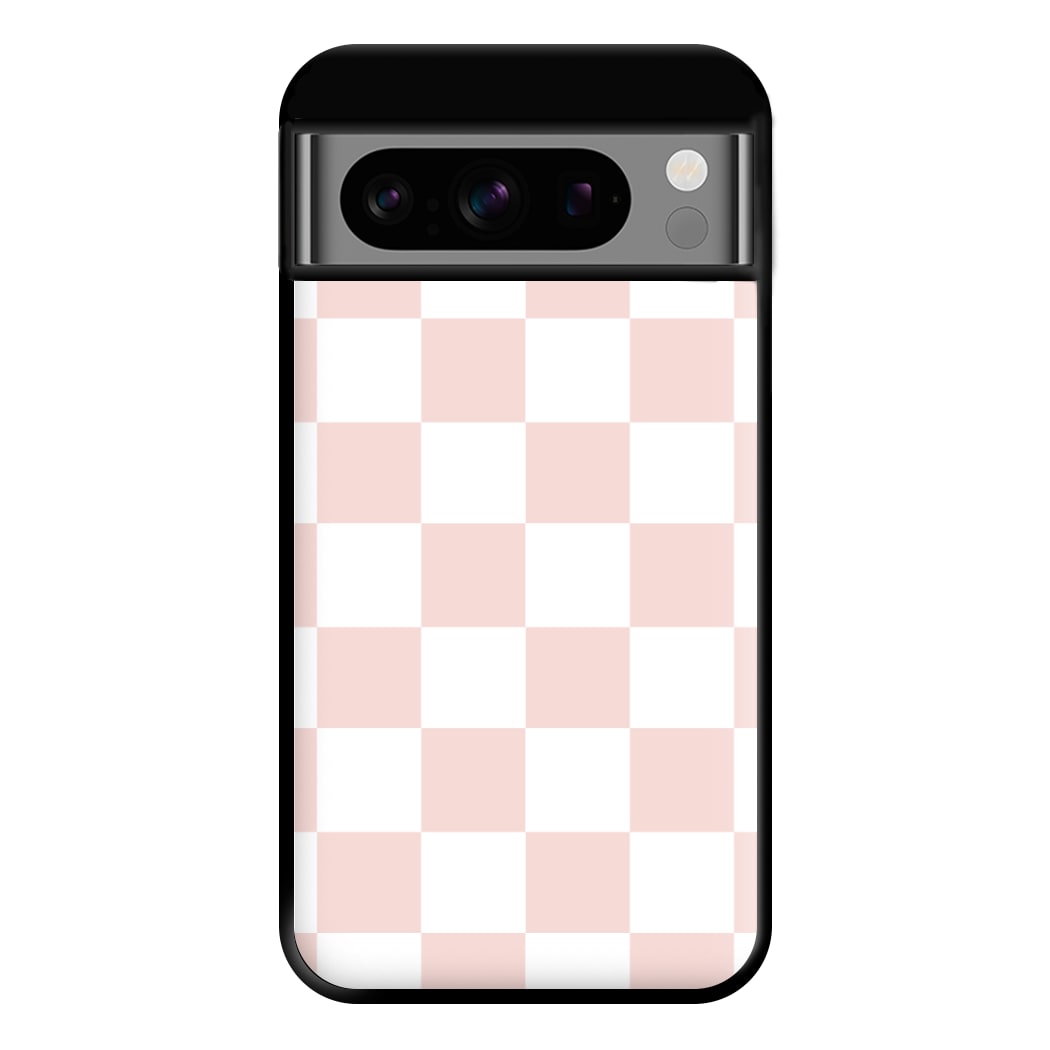 Pink And White Checkers Phone Case for Google Pixel 8 Pro