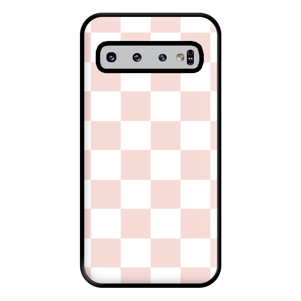 Pink And White Checkers Phone Case for Galaxy S10 Plus