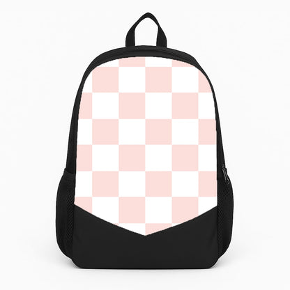 Pink And White Checkers Large Backpack